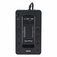 CYBER POWER UPS System: Single Phase, 625 VA Power Rating, 120 V AC Input, 120 V AC Output, 5-15P (MPN ST625U)