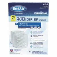Set of two antimicrobial-coated cellulose pads for portable humidifiers. Designed to absorb water and provide a surface for evaporation to increase room humidity. Compatible with BESTAIR model S30E