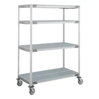 METRO Plastic Shelving: 38 in x 26 in, 67 in Overall Ht, 4 Shelves, NSF Approved