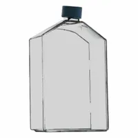 This sterile polystyrene cell culture flask has a 70 mL (2.37 fl oz) capacity and includes a closure. It is used for growing and maintaining adherent or suspension cell cultures in laboratory research environments