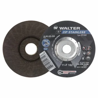 WALTER SURFACE TECHNOLOGIES Depressed Center Cut-Off Wheel: Type 27, 6" x 3/64" x 7/8" - Contaminant-Free Cut-Off Wheels for Stainless Steel