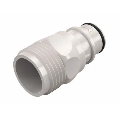 CPC Quick Connection Coupling: Straight, 3/4 in Pipe Size, Quick-Disconnect Coupler x GHT - Polysulfone Quick-Disconnect Tube Fittings