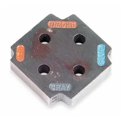 This die set is a replacement for TBM8S tools, designed for crimping aluminum and copper connectors. It accommodates 10 to 6 AWG aluminum and 8 to 2 AWG copper conductors, covering 4 sizes under Code specifications. The dies are color-keyed for easy identification.