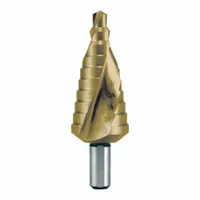 RUKO TOOLS Step Drill Bit: 5/16" to 1", TiN-Coated HSS, 3-Flats Shank (MPN 101705T)