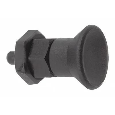 KIPP Indexing Plunger: Nonlocking, Steel, M20x1.5 Thread - Nonlocking Short-Pin Pull-Knob Indexing Plungers with Jam Nut