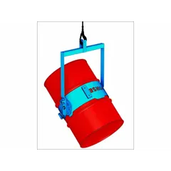 This manual tilt drum lifting hook is designed for rotating and dispensing 55-gallon drums. Constructed with a steel body and blue metal finish, it supports an 800 lb weight capacity. Suitable for controlled dispensing in material handling and warehouse operations.