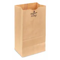 Grocery Bag: 4 3/4 in Wd, 3 in Dp, 8 2/3 in Ht, Grocery Bag, Kraft, 400 PK (MPN 71003)