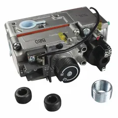 This Robertshaw gas valve regulates gas flow to burners in HVAC systems, including furnaces, boilers, and commercial heating equipment. It controls gas pressure and shutoff for safe combustion. Suitable as a replacement component in heating maintenance and repair.