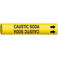 Pipe Marker: Caustic Soda, Yellow, Black, Fits 1 1/2 to 2 3/8 in Pipe O.D., 1 Pipe Markers (MPN 4021-B)
