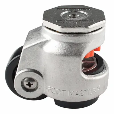 FOOT MASTER Leveling Caster: 63 mm Wheel Dia, 110 lb Load Rtg., Nylon Wheel - Corrosion-Resistant Leveling Bolt-Hole Casters