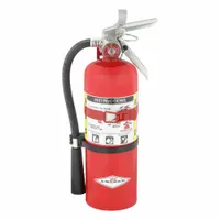 The AMEREX B500T is a 5 lb Class ABC fire extinguisher rated 2A:10B:C, charged with monoammonium phosphate. It is suitable for use on ordinary combustibles, flammable liquids, and energized electrical equipment in industrial facilities, warehouses, and workshops