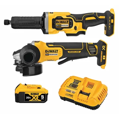 DEWALT Cordless Tool Combination Kit: 2 Tools, Angle Grinder/Die Grinder, 20 V DC Volt - DEWALT 20V Cordless Tool Combination Kits