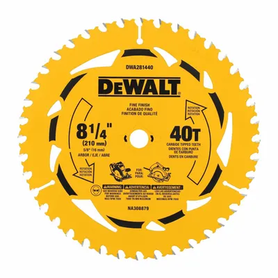 DEWALT DWA281440 8-1/4 in 40-Tooth Carbide Circular Saw Blade - Wood-Cutting Blades