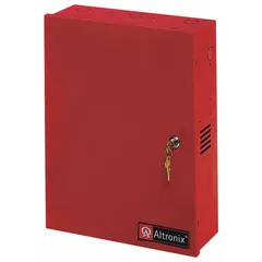 Steel enclosure designed to house two 12Ah batteries. Provides a dedicated housing solution for battery backup systems in power distribution setups.