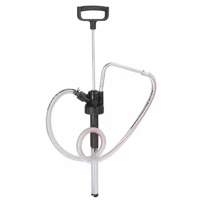 Dayton Hand Pump: Piston Action, Pump with Hose, Nozzle & Spout, Nylon Housing - Down-Stroke Drum Pumps