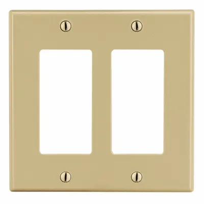 HUBBELL Wall Plate: Decorator-Rocker, 2 Gang, Ivory - General Purpose Wall Plates