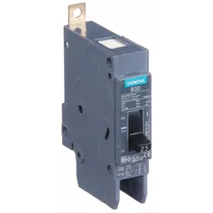 The Siemens BQD125 is a 1-pole, 25 A, 277V AC miniature circuit breaker from the BQD Series. It is a bolt-on type with a 14kA interrupting rating at 277V AC. Designed for overcurrent protection in commercial and industrial electrical distribution systems where bolt-on breakers are required.