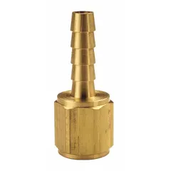 Brass push-on barbed hose fitting with male NPTF thread and female hose barb. Rigid construction for low-pressure air, water, and chemical transfer. Connects hose to NPTF-threaded equipment.
