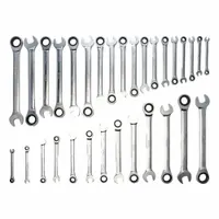 WIHA Combination Wrench Set: Steel, Chrome Plated Satin, 31 Tools, Offset, Reversing, Tray (MPN 30392)