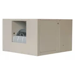 Single-inlet ducted evaporative cooler for residential use, sized for coverage areas of 1,100 to 1,650 sq ft. Unit dimensions are 28 in x 42 in x 49 in. Drive package is not included and must be sourced separately.