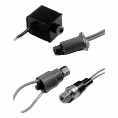 Auto reset single-pressure encapsulated control switch with SPDT contact form, rated 120V AC. Opens on rising pressure within 300 psi to 400 psi range. Used in HVAC and refrigeration systems for fan cycling control.