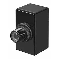 Flush in-post photocell mounting device with SPST switching, rated for 105-305V AC. Includes gasket for weather sealing. Used for automatic dusk-to-dawn control of outdoor lighting in applications such as parking lots, pathways, and security lighting.