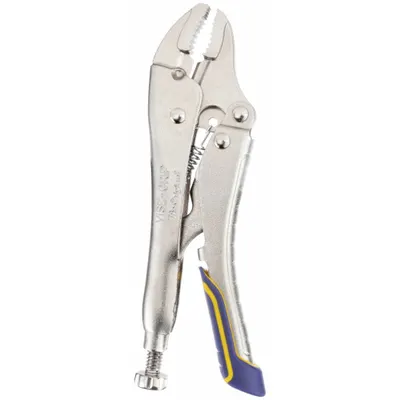 IRWIN Locking Plier: Curved, Quick Release, 1 1/8 in Max Jaw Opening, 5 in Overall Lg - Curved-Jaw Locking Pliers