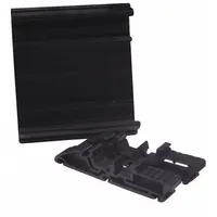 Plastic mounting kit for attaching compatible power supply units to standard DIN rails. Used in control panels and electrical enclosures to secure equipment for organized installation