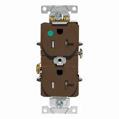 LEVITON Tamper-Resistant Duplex Receptacle: Hospital Grade, Duplex, 5-20R, Brown - General Purpose Receptacles