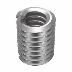 Screw-locking tangless helical insert for repairing or reinforcing threads in metal components. Made from 18-8 stainless steel with a tensile strength of 200,000 to 250,000 psi. Features #4-40 coarse right-hand thread and plain finish. Supplied in a 1,000-piece pack.