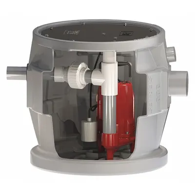 LIBERTY PUMPS Sewage Ejector System: 41 gal, 1 hp, 115V AC, 43 gpm Flow Rate @ 10' of Head - Simplex Sewage Ejector Pump Systems