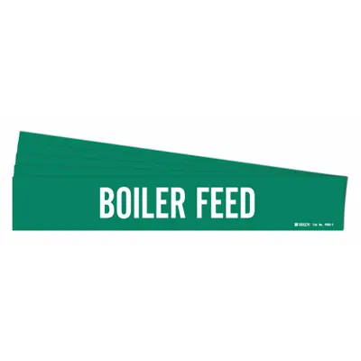 BRADY Pipe Marker: Boiler Feed, Green, White, Fits 2 1/2 to 7 7/8 in Pipe O.D. - Boiler Feed Adhesive Pipe Markers