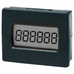 Panel-mounted digital counter with high-contrast LCD display and remote signal input. Complies with CE, RoHS, and WEEE standards. Suitable for counting events, cycles, or production quantities in industrial machinery and control systems.