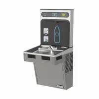 HALSEY TAYLOR Drinking Fountain with Bottle Filler: On-Wall, 8 gph @ 50°F, Steel, Silver (MPN HTHB-HAC8PV-WF)