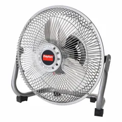 This non-oscillating circulating fan from Dayton features a 9-inch aluminum blade and operates at 120V AC with three selectable speeds. It measures 11 7/8 inches in height and 12 3/16 inches in width, suitable for home and office environments to provide targeted airflow or air circulation in small to medium spaces.