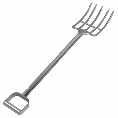 This reinforced hygienic fork features five 12-inch tines and a 32-inch D-handle. Constructed to meet FDA compliance and NSF certification standards, it is suited for handling bulk materials in industrial sanitation environments such as food processing and pharmaceutical facilities.