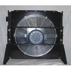 Fan-powered aftercooler for compressed air systems, rated for 3,016 cfm and 400 hp max compressor output. Operates on 230/460V AC, 3-phase power. Removes heat and moisture to deliver dry, cool air for pneumatic tools, industrial machinery, and process air systems.