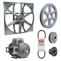 Exhaust Fan with Drive Package: Belt Drive, 36 in Blade, 3 hp, 22,791 cfm, 115/230V AC, 1 ph (MPN 7M8B6)