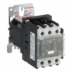 This non-reversing IEC contactor from Dayton features 3 poles and 3 normally open (NO) contacts, rated at 32 A with a 24 V DC coil. It is used for switching electrical loads in industrial motor control and automation systems, such as conveyors, pumps, and compressors. The contactor does not include integrated surge suppression.
