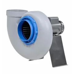 This corrosion-resistant direct-drive blower from PLASTEC features an 11 7/8 in wheel diameter and a 3/4 hp, 230/460V AC, 3-phase motor with a totally enclosed housing. It includes a drive pack and rotates counterclockwise (CCW). Suitable for industrial ventilation and fume extraction in corrosive environments.