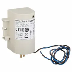 This electric-to-pneumatic transducer converts a 2V DC to 10V DC input into a proportional 18 psi pneumatic output. It features direct-acting control action and includes an amplifier. Typical applications include modulating dampers and valves in HVAC building automation systems.