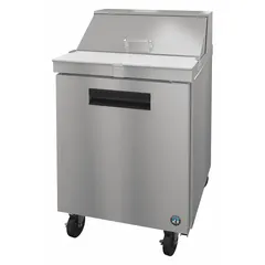 This HOSHIZAKI refrigerated prep table provides 6.2 cu ft of cold storage beneath a worktop surface, suitable for commercial kitchens. It features one door and thermostatic control. Dimensions: 44 1/4 in height, 31 in depth. Not Energy Star compliant.