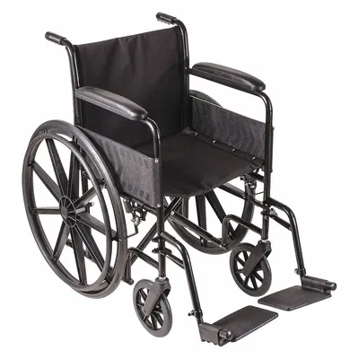 DMI Wheelchair: 250 lb Wt Capacity, 18 in Seat Wd, 16 in Seat Dp, Vinyl, 18 in Back Ht - Standard Wheelchairs