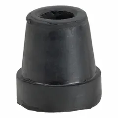 Black replacement tip for canes with a 1/2 in compatible diameter. Designed to replace worn or damaged tips, helping maintain stability and safety for mobility aid users.