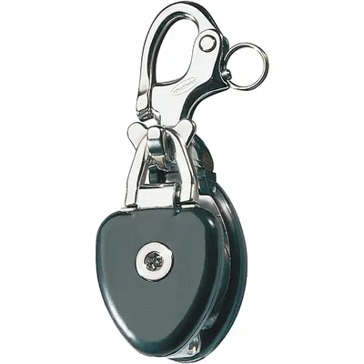 RONSTAN Pulley Block: Swivel, Pulling, 2,980 lb Working Load Limit - Snap-Shackle-Attached Snatch Blocks