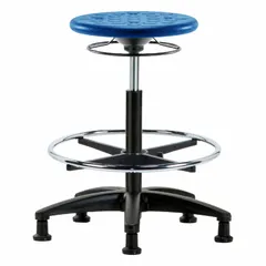 Polyurethane Lab Stool, 22-32 in Height, 13 in Seat, Fiberglass Base, 5 Glides