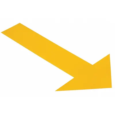 MIGHTY-LINE Floor Marking Tape: Arrow, Solid, Yellow, No Legend, 6 in x 10 in, 50 mil Tape Thick - Arrow-Shaped Floor Marking Tape
