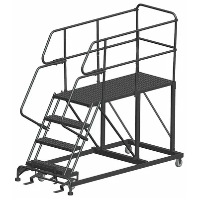 BALLYMORE Mobile Work Platform: 3.3 ft Platform Ht - Max, 24 in x 60 in, Steel - Manual-Lock Rolling Single-Access Platforms