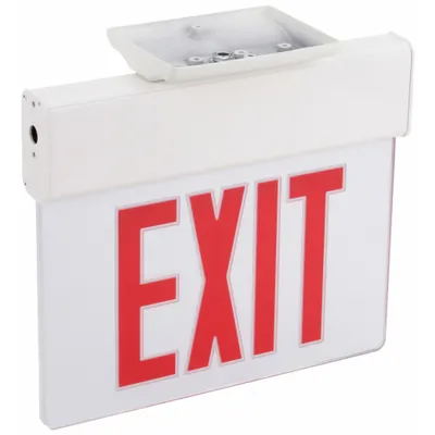 LITHONIA LIGHTING Exit Sign: 1 Faces, Red, Aluminum, Universal Field Selectable Chevrons - Surface-Mount Edge-Lit Exit Signs