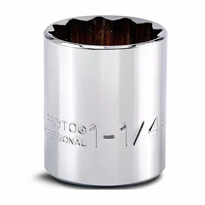 PROTO Socket: SAE, 1/2 in Drive Size, 1 1/4 in Socket Size, 6-Point, Std, Chrome - 1/2" Drive Hand Sockets